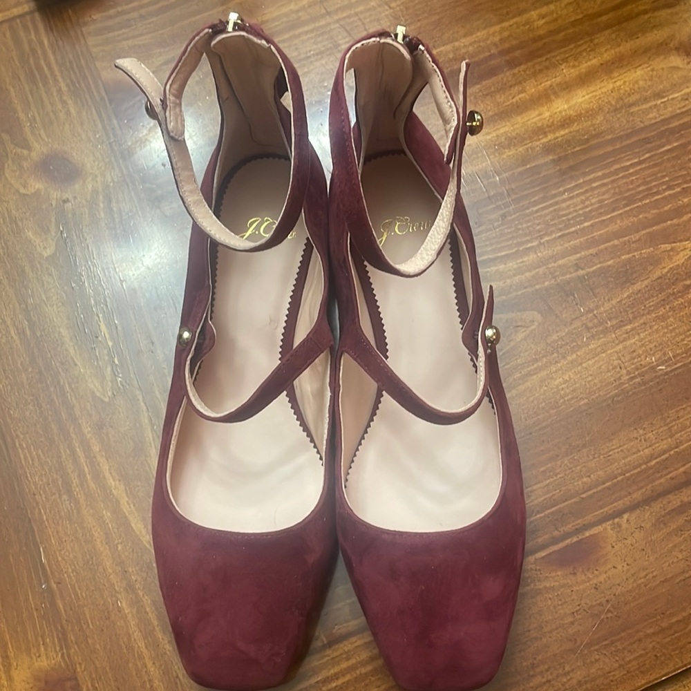 J Crew Burgundy suede flats